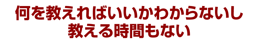 何を教えればいいかわからないし教える時間もない