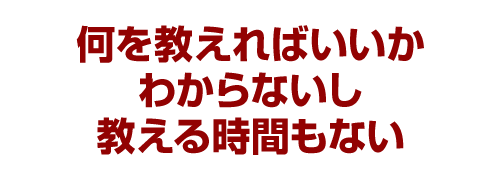 何を教えればいいかわからないし教える時間もない