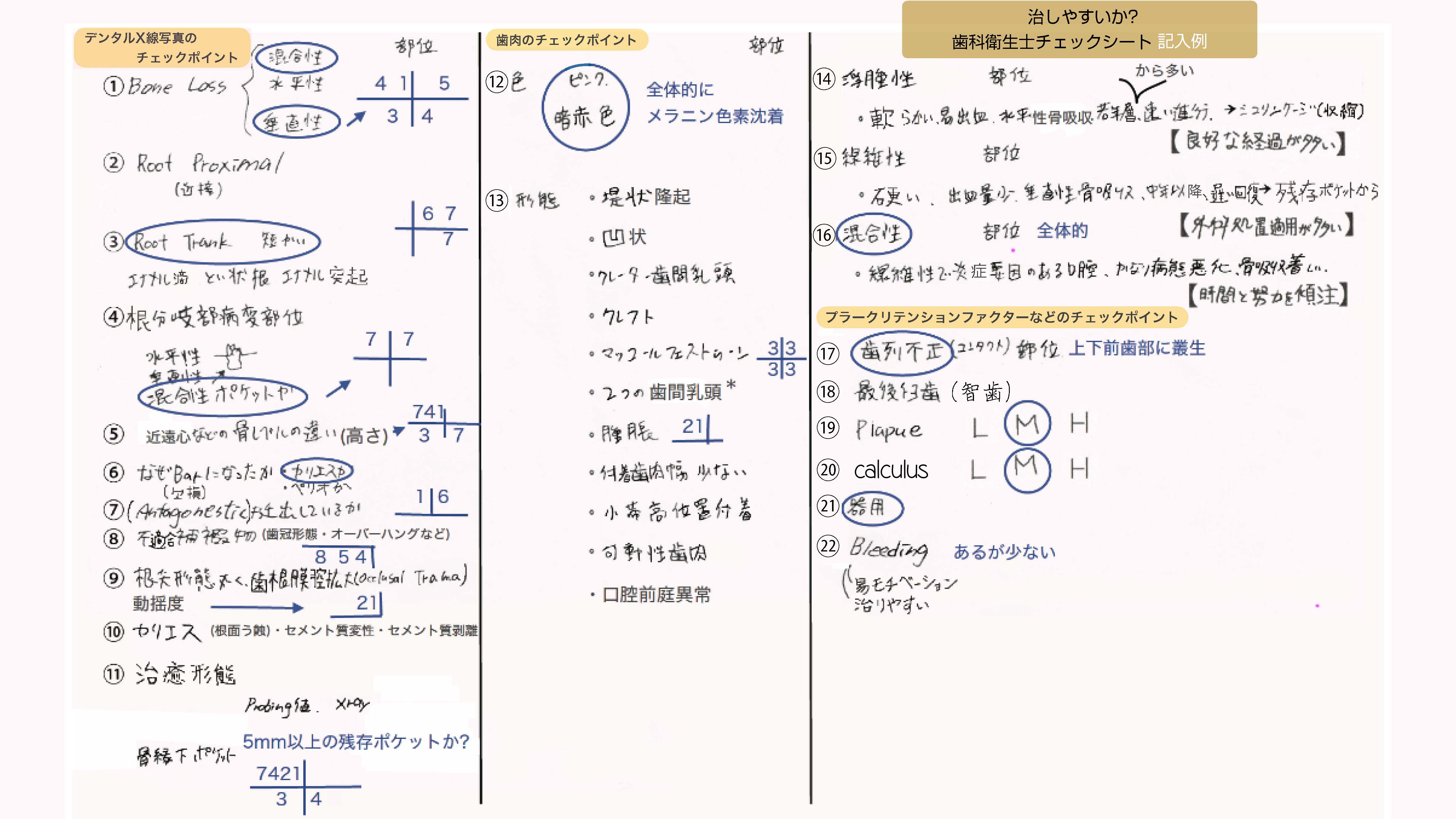 歯科衛生士チェックシート
