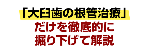 「大臼歯の根管治療」だけを徹底的に掘り下げて解説