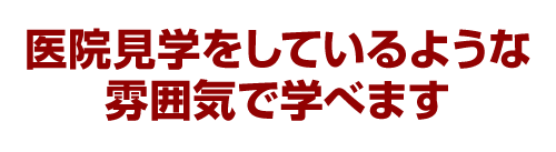 医院見学をしているような雰囲気で学べます